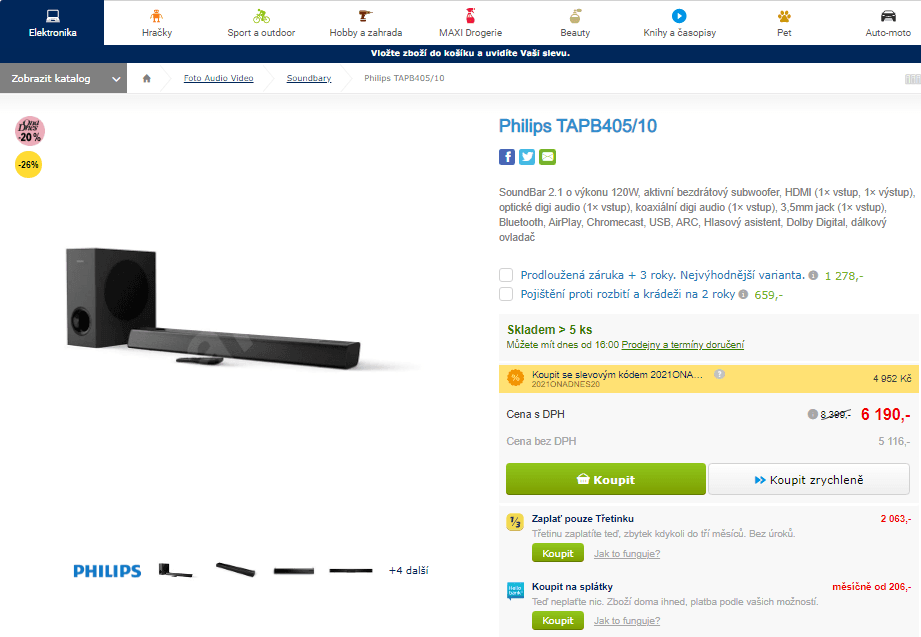 Soundbar 2.1 Philips TAPB405/10