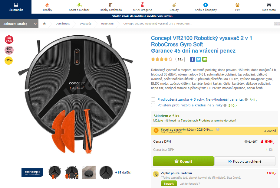Robotický vysavač Concept VR2100 2 v 1