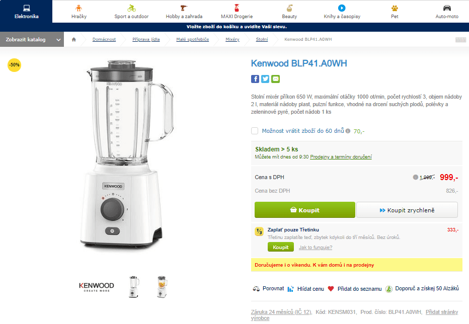 Stolní mixér Kenwood, 650W