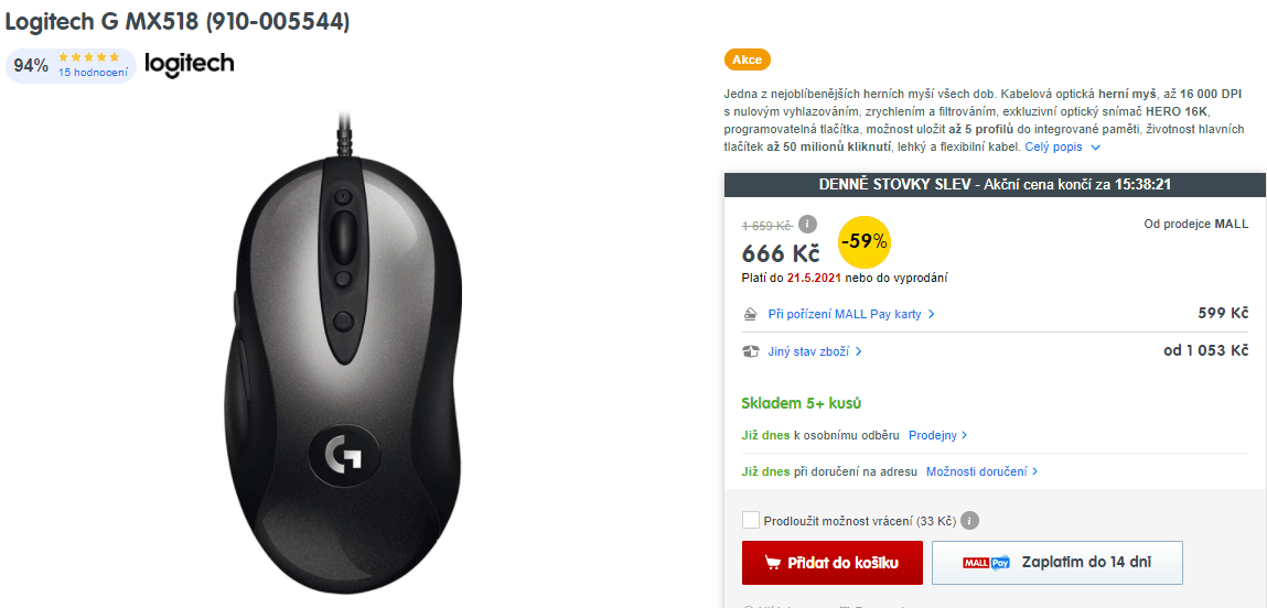 Herní myš Logitech G, Hero 16K