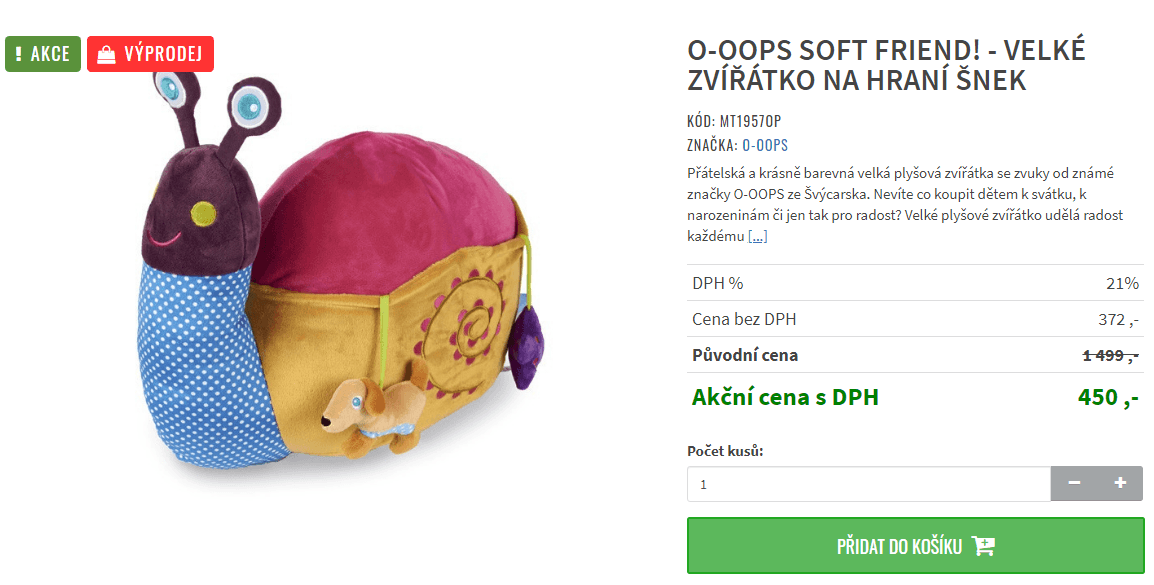 Velký šnek O-oops Soft Friend!