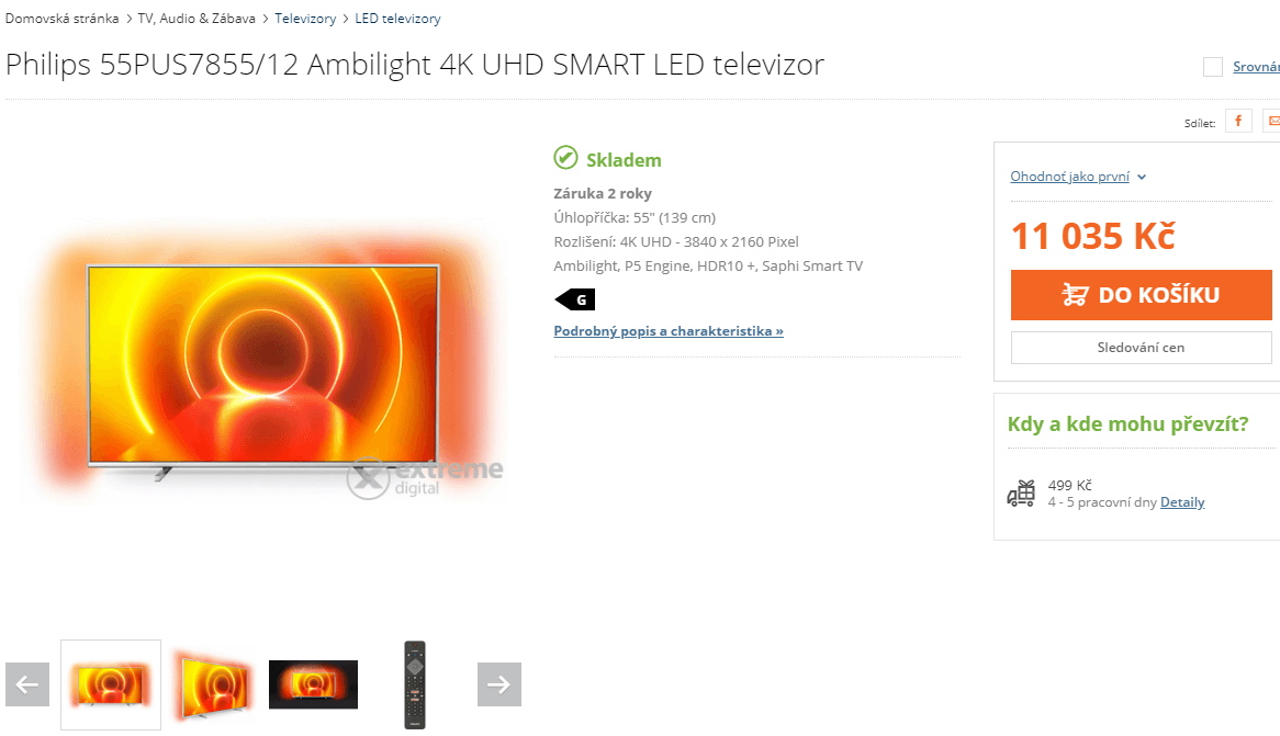 4K Smart TV, Ambilight, 139cm, HDR, Philips