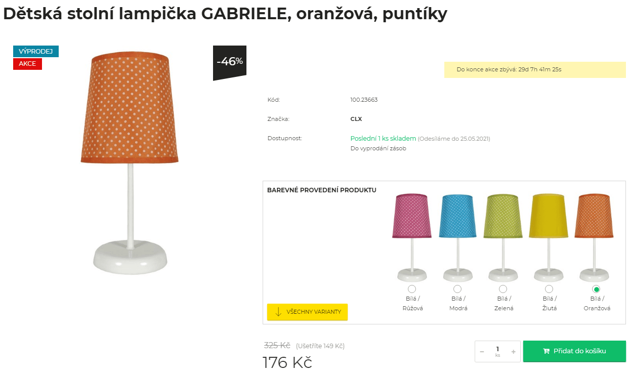 Dětská stolní lampička Gabriele, oranžová
