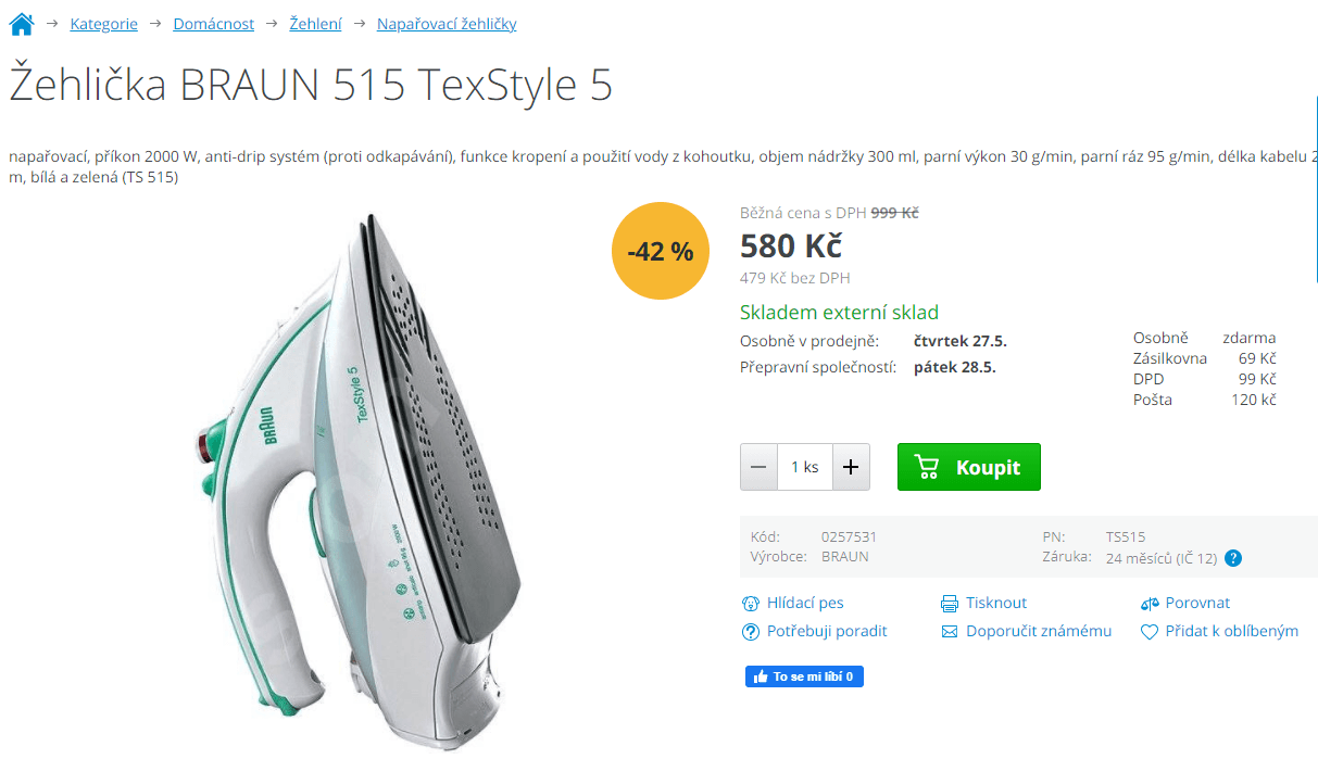 Napařovací žehlička Braun TexStyle 5