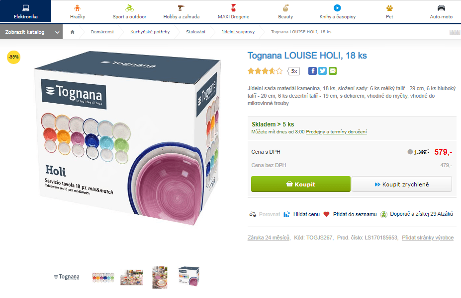 Jídelní sada Tognana Louise Holi, 18 ks