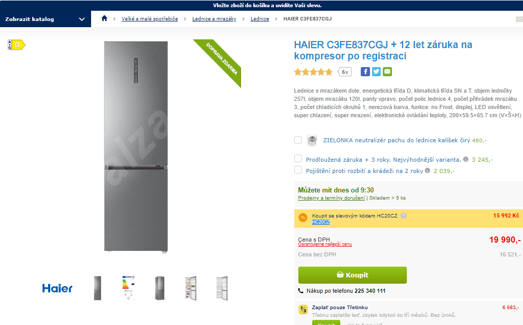 Komb. lednice Haier, A+++, 200 cm, Total NF