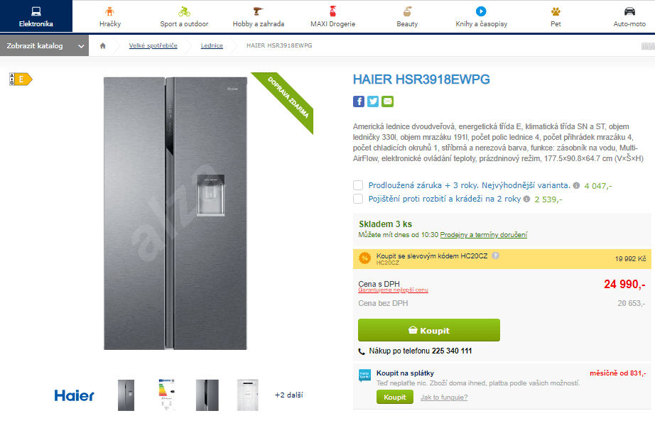 Americká lednice Haier, 505 l, Multi-AirFlow