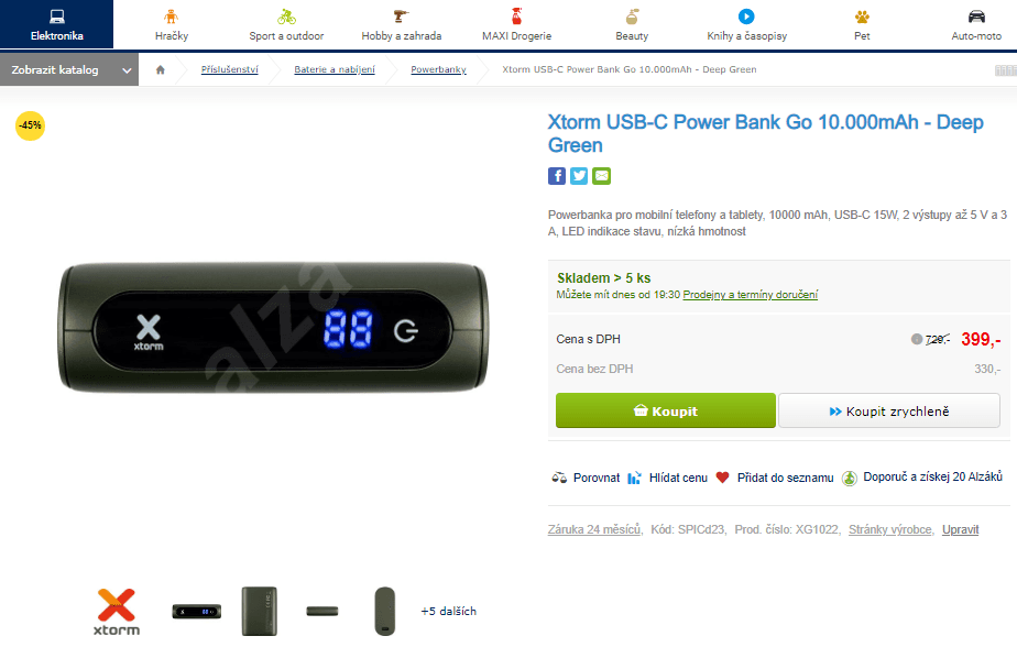 Powerbanka Xtorm USB-C 10000mAh