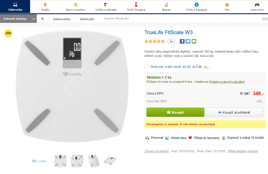 Chytrá váha TrueLife FitScale W3