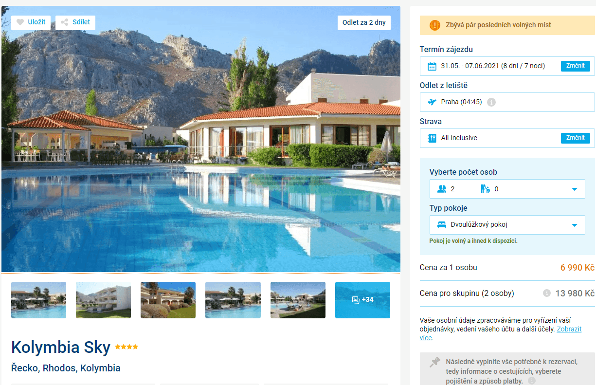 Rhodos / ✈ Pha / AI / 4⭐/ 8 dní