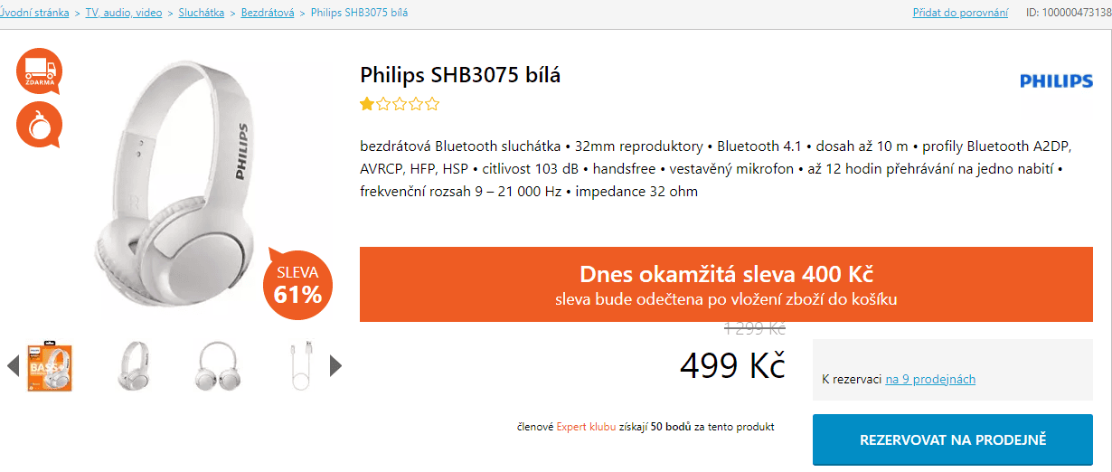 Bezdrátové sluchátka Philips 