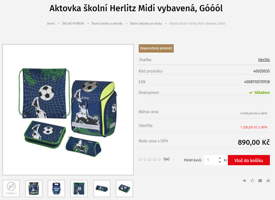 Aktovka Herlitz Midi Góóól 4-dílný, 1.-3. třída
