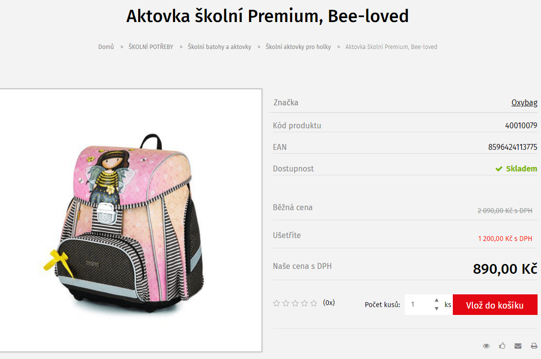 Školní aktovka Bee-loved, 1. - 2. třída