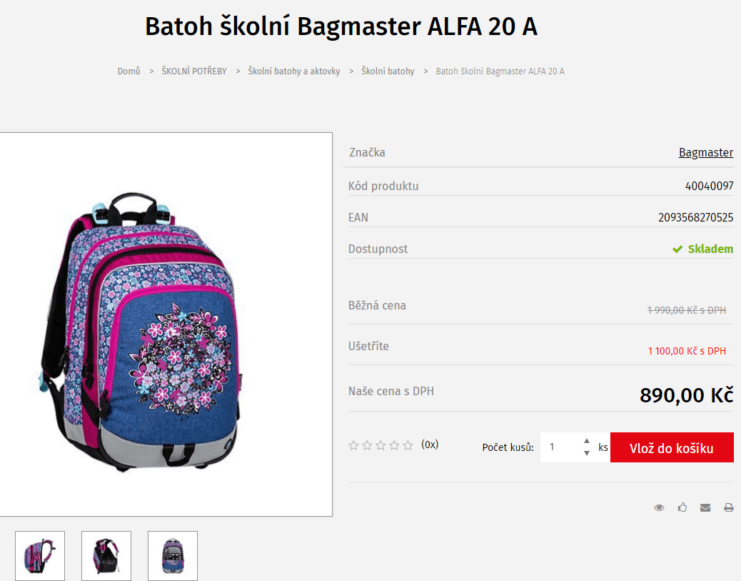 Školní batoh Bagmaster Alfa 20 A, 1.-3. třída
