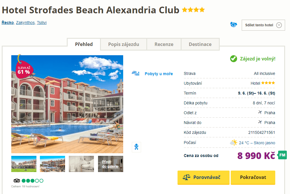 Zakynthos / ✈ Pha / AI / 4⭐/ 8 dní