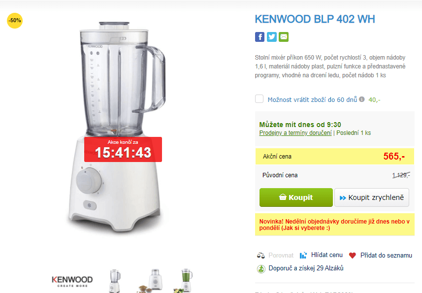 Stolní mixér Kenwood, led