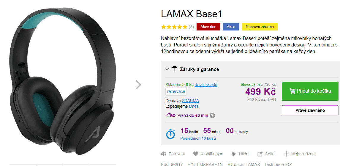 BT sluchátka Lamax Base1