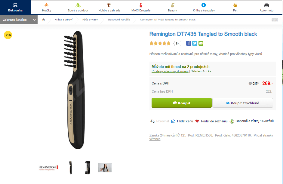 Hřeben rozčesávací Remington