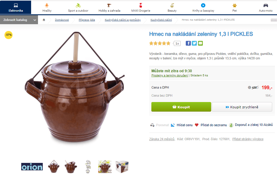 Hrnec na nakládání zeleniny 1,3 l, keramika