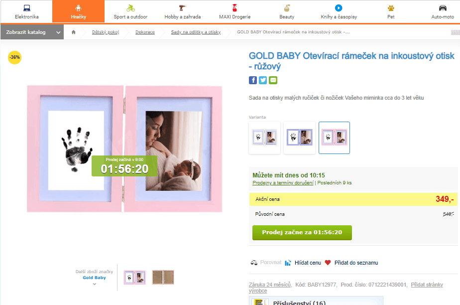 Rámeček Gold Baby - otisk + foto