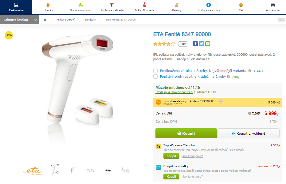 IPL epilátor ETA Fenité 8347