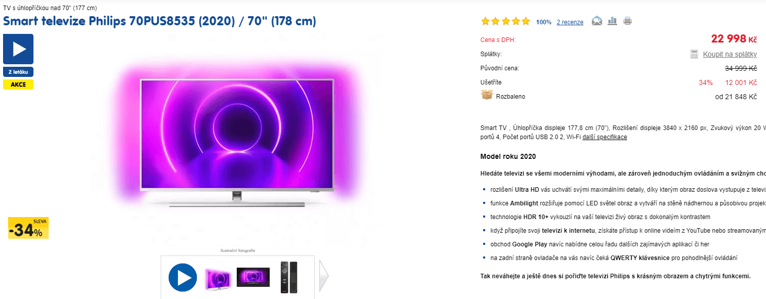 4K, Ambilight, 178cm, HDR, Philips