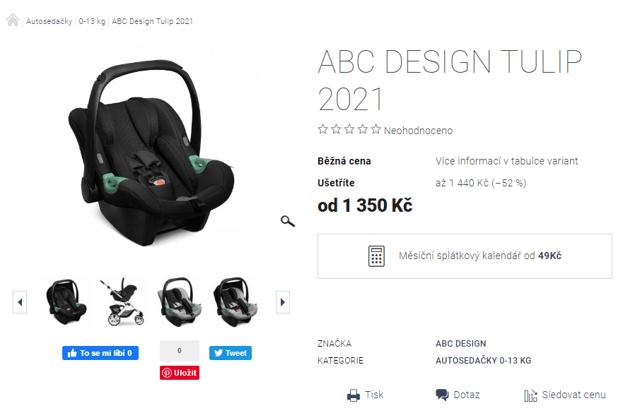 Autosedačka ABC Design Tulip Classic, 0-13 kg