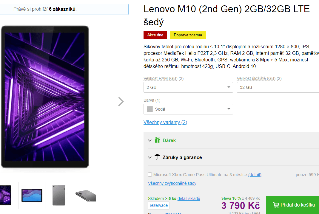 Tablet Lenovo, 8x 2,3GHz, 2GB RAM, 10,1"