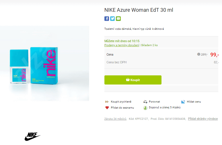 Toaletní voda dámská Nike Azure 30 ml