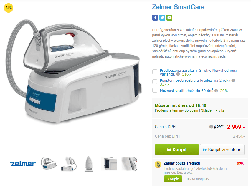 Parní generátor Zelmer SmartCare