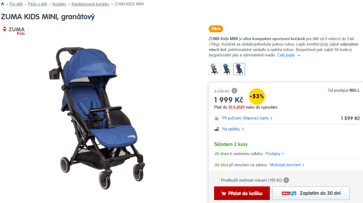 Sportovní kočárek ZUMA KIDS MINI 