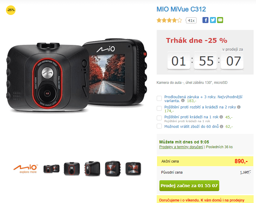 Autokamera Mio MiVue C312, full HD
