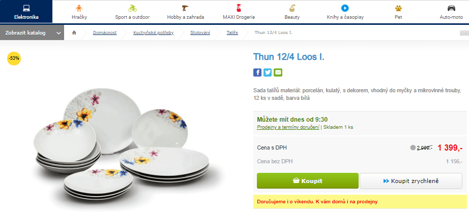 Sada porcelánových talířů Thun 12/4 Loos I.