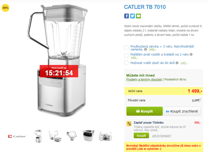 Stolní mixér Catler, 30000 ot., 2 l, tritan