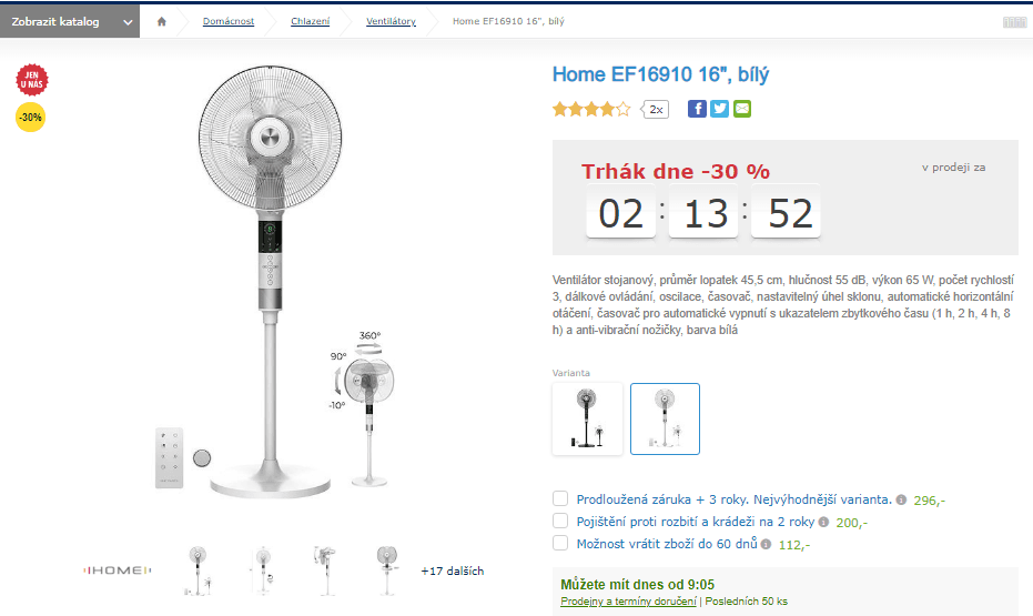 Stojanový ventilátor Home, oscilace