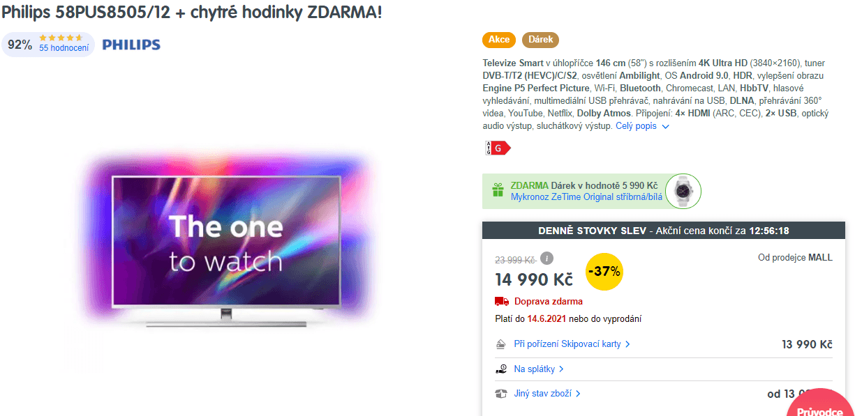 4K Ambilight, Android, 146cm, Philips
