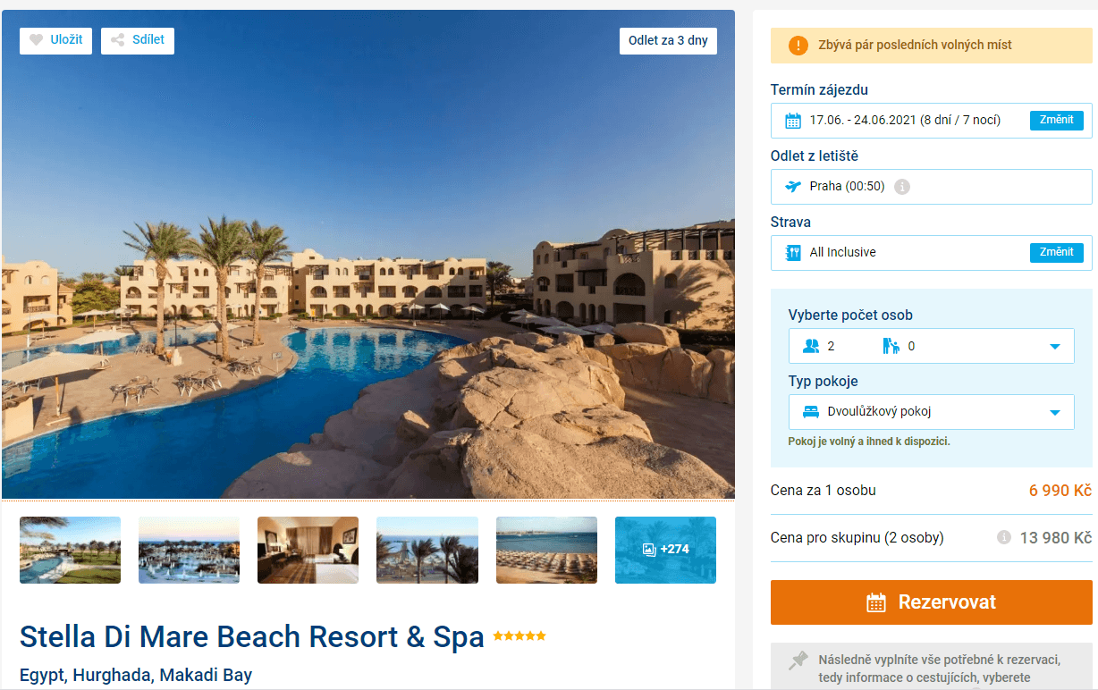 Egypt, Hurghada / ✈Pha / AI / 5⭐/ 8 dní