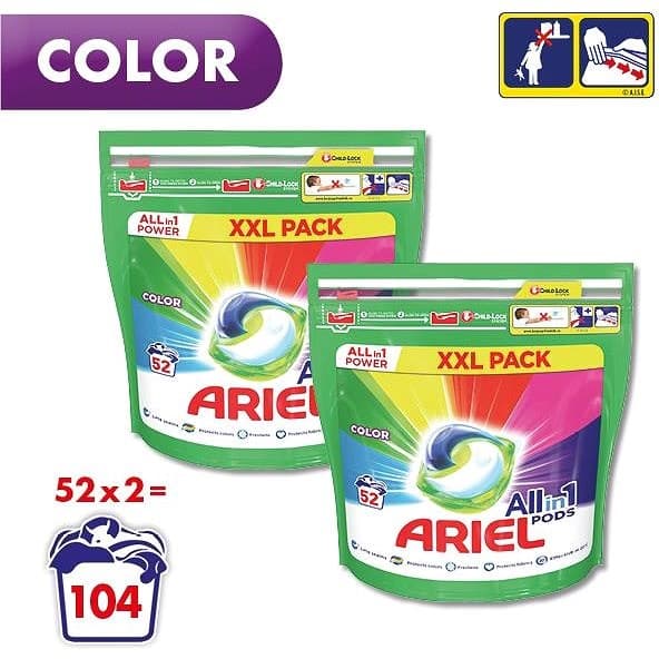 Kapsle na praní Ariel Pods Color 2x52 ks