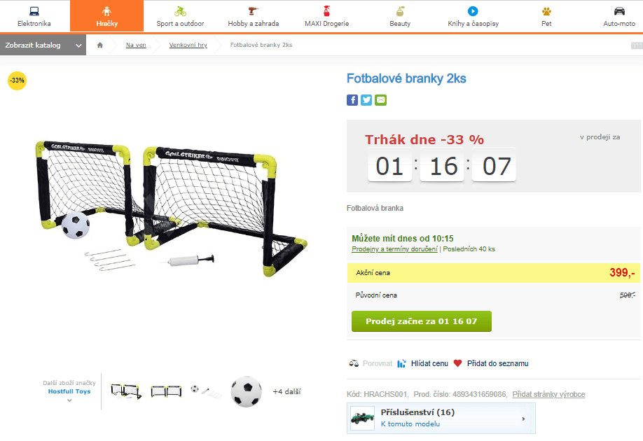 Fotbalové branky, míč, pumpa + kolíky