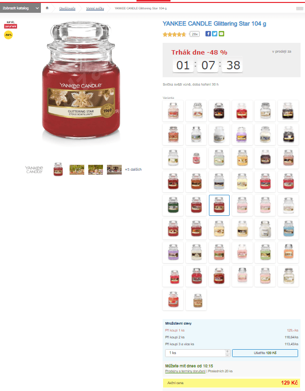 Svíčka Yankee Candle Glittering Star 104g