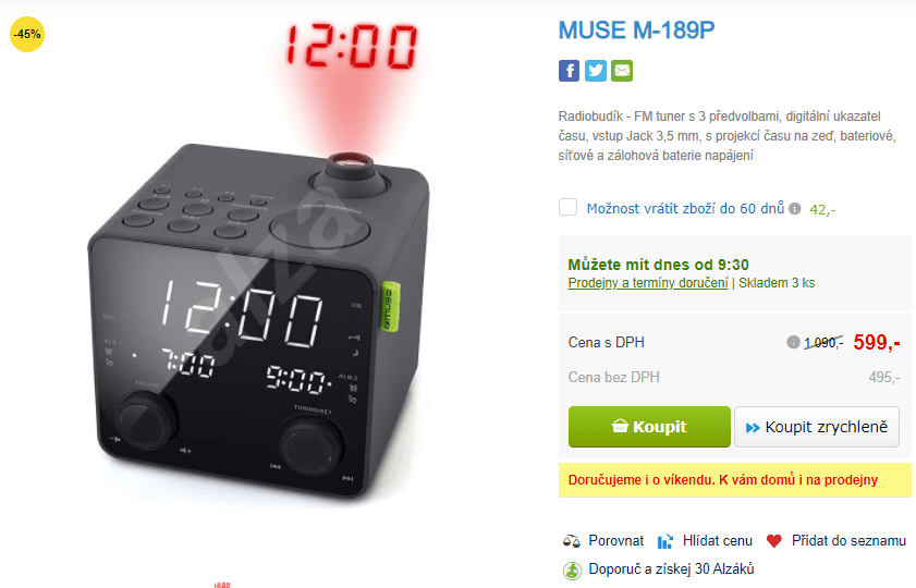 Duální radiobudík s projekcí MUSE