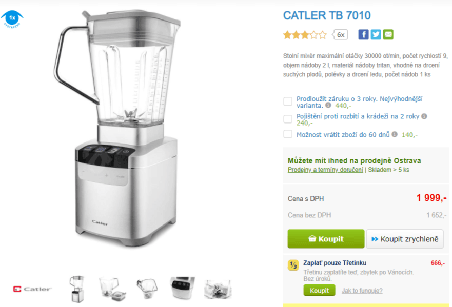 Stolní mixér Catler, 30000 ot., 2 l, tritan