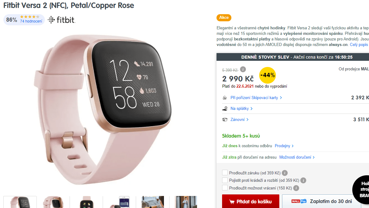 Chytré hodinky Fitbit Versa