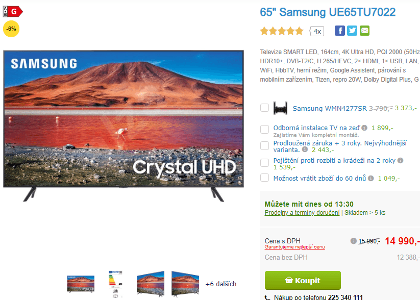 4K TV, HDR, Smart, 164cm, Samsung