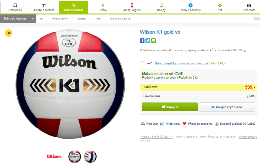 Volejbalový míč Wilson K1 gold vb
