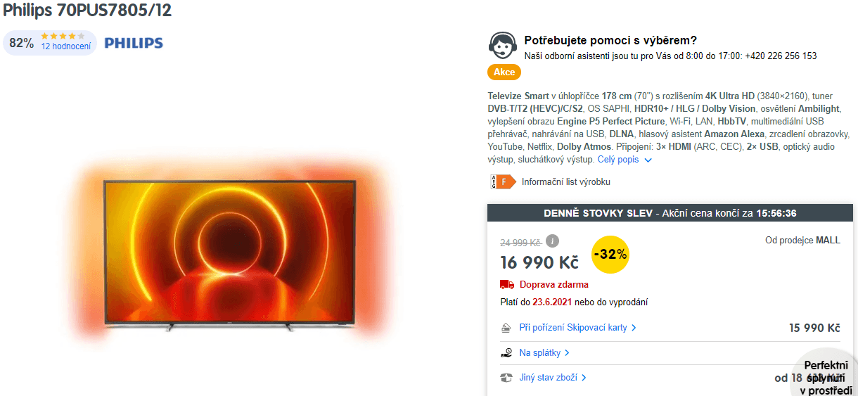 4K Smart TV, Ambilight, 178, HDR, Philips