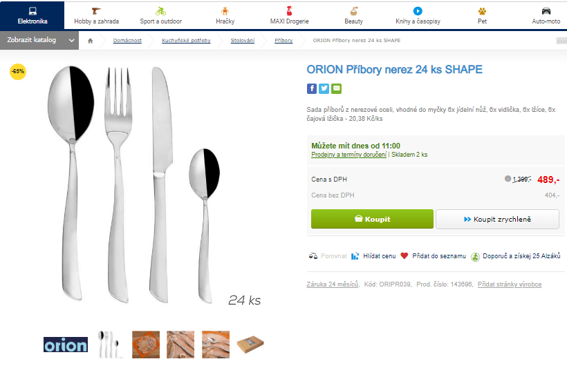 Sada jídelního příboru Orion Shape 24 ks