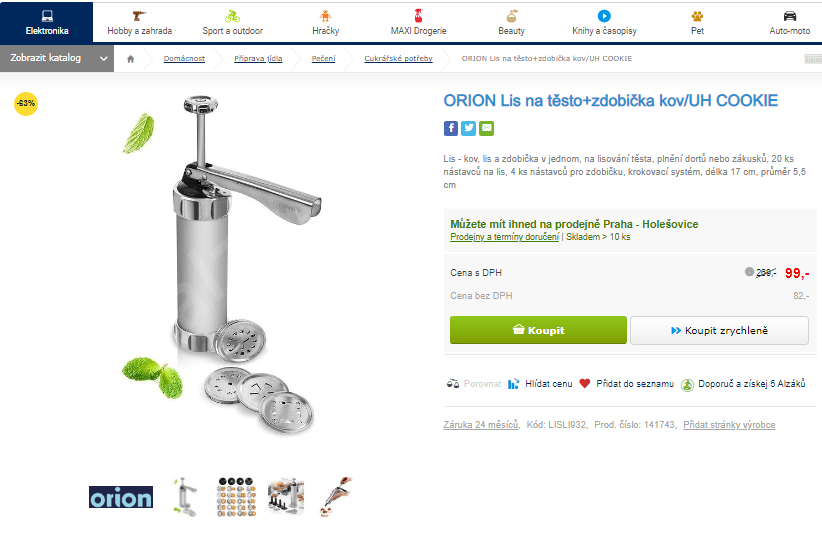 Lis na těsto + zdobička Orion, kov