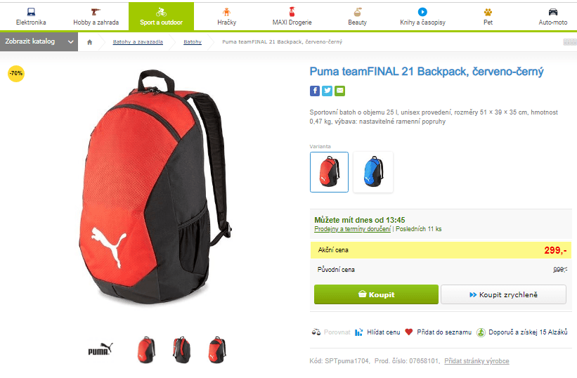 Sportovní batoh Puma teamFINAL 21