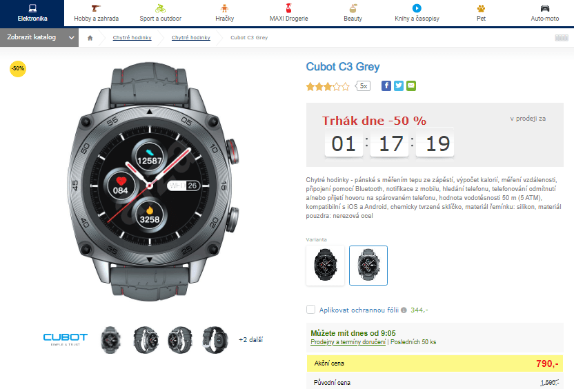 Chytré hodinky Cubot C3 Grey